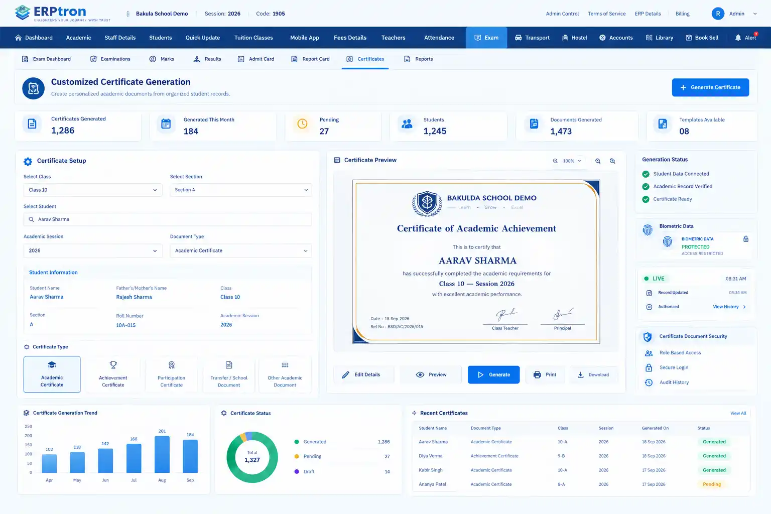 Customized Certificate Generation